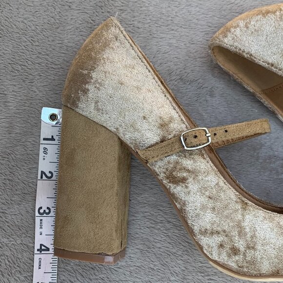 Modesta Carmeo-01 Crushed Velvet Mary Jane Style Block Heels - Picture 14 of 16